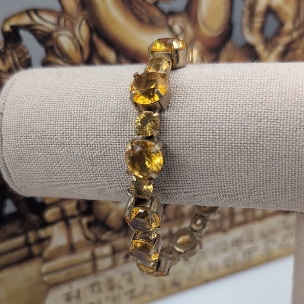 J. Crew Gold Stretch Bracelet with Yellow Stones - Picture 2 of 6